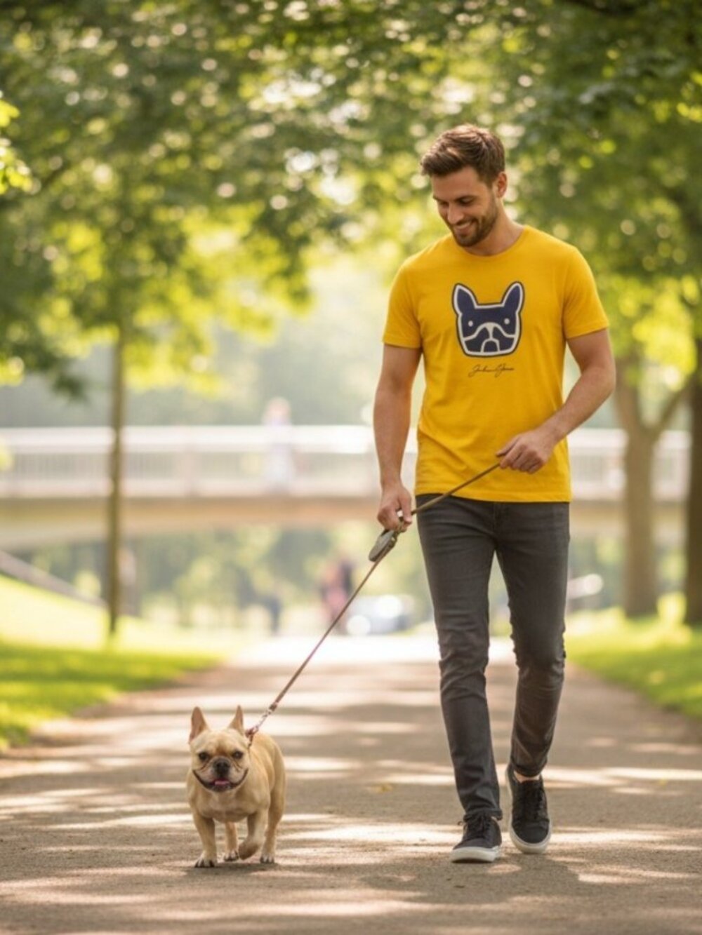Jack & Jones Yellow French Bulldog Graphic Tee